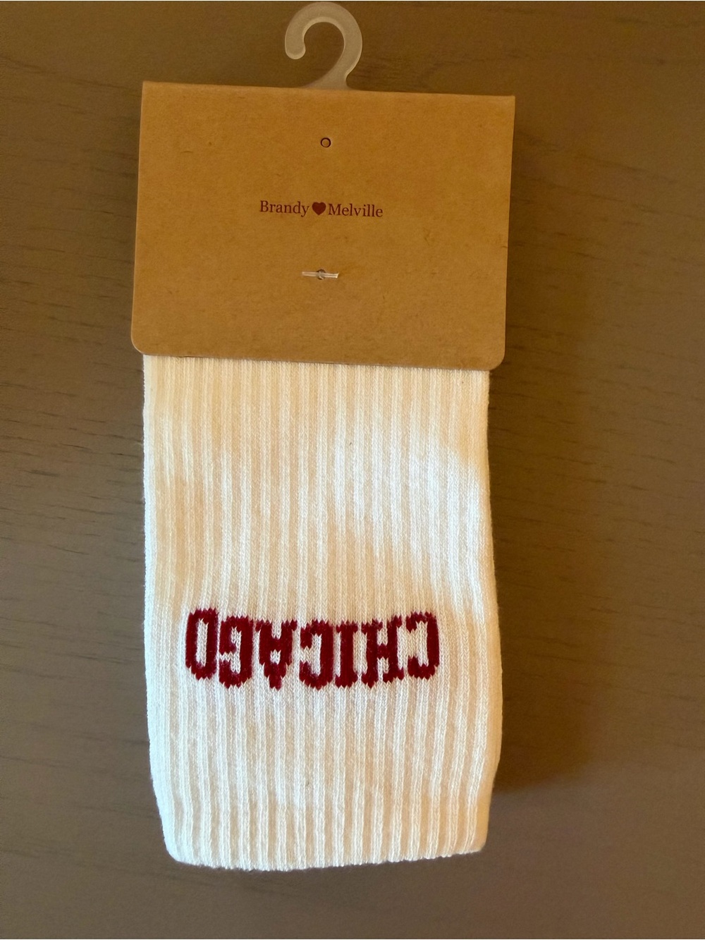 Brandy Melville Cream Ribbed Crew Socks